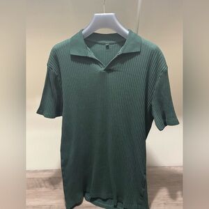 Goodfellow & Co Dark Green Soft Knit Ribbed Polo Shirt